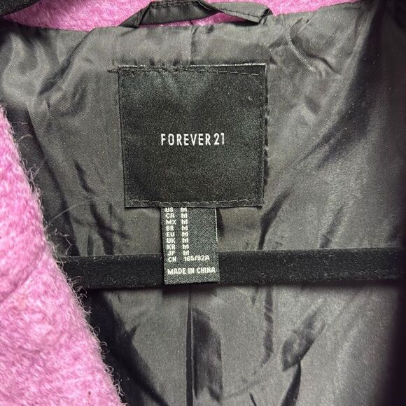 Forever 21 Women’s Pink Wool Blend Car Coat Size Medium NEW - Picture 4 of 5